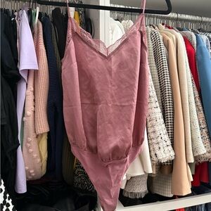 Abercrombie & Fitch Pink Lace-Trimmed Bodysuit